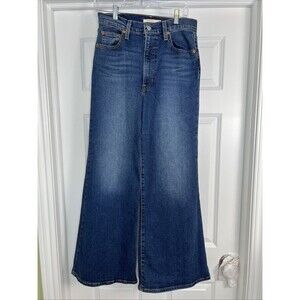 Levis Ribcage Bell Womens 29 Blue Flare Jeans High Rise Medium Wash Cotton Blend